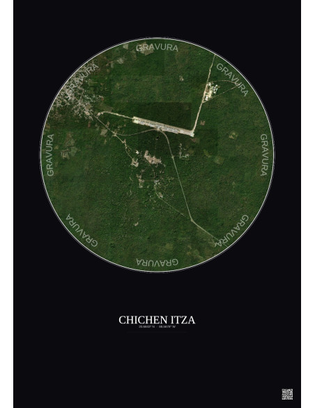 Chichen Itza Satellite View Poster 2.5km Color | Gravura – Dark background