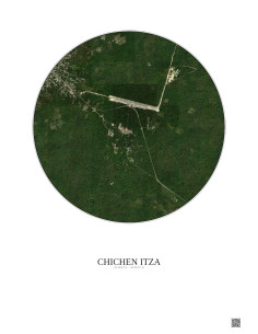 Affiche Chichen Itza – Poster vue satellite 2.5km Couleur | Gravura – Fond clair