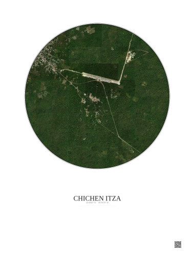 Affiche Chichen Itza – Poster vue satellite 2.5km Couleur | Gravura – Fond clair