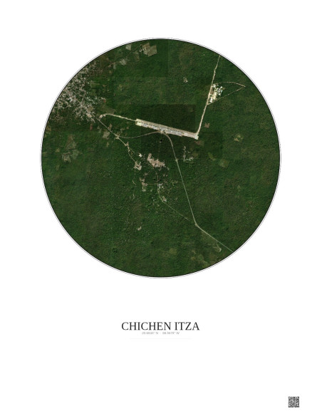 Affiche Chichen Itza – Poster vue satellite 2.5km Couleur | Gravura – Fond clair