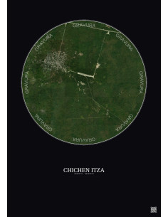 Chichen Itza Satellite View Poster 5km Color | Gravura – Dark background