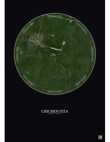 Affiche Chichen Itza – Poster vue satellite 5km Couleur | Gravura – Fond foncé