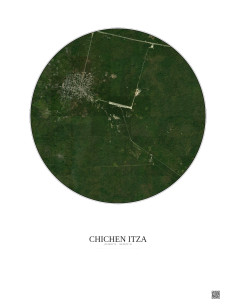 Affiche Chichen Itza – Poster vue satellite 5km Couleur | Gravura – Fond clair