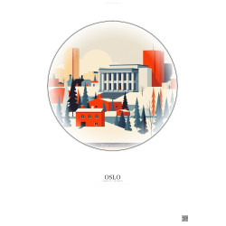 Affiche Oslo – Poster illustration vintage – National Museum Of Art Architecture And Design | Gravura – Fond clair