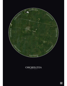 Chichen Itza Satellite View Poster 10km Color | Gravura – Dark background