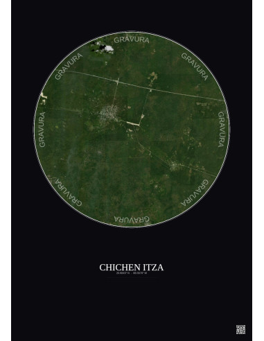 Affiche Chichen Itza – Poster vue satellite 10km Couleur | Gravura – Fond foncé