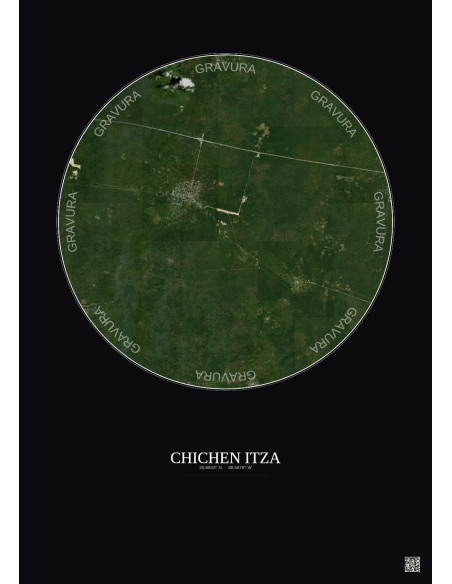 Affiche Chichen Itza – Poster vue satellite 10km Couleur | Gravura – Fond foncé