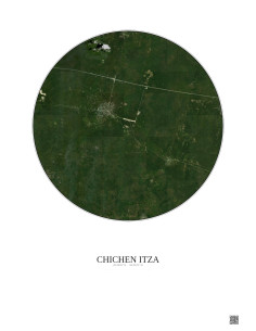 Affiche Chichen Itza – Poster vue satellite 10km Couleur | Gravura – Fond clair
