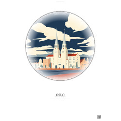 Affiche Oslo – Poster illustration vintage – Oslo | Gravura – Fond clair