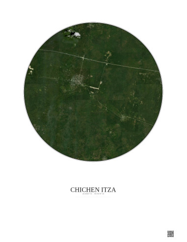 Chichen Itza Satellite View Poster 10km Color | Gravura – Light background