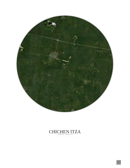 Chichen Itza Satellite View Poster 10km Color | Gravura – Light background