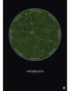Affiche Chichen Itza – Poster vue satellite 20km Couleur | Gravura – Fond foncé