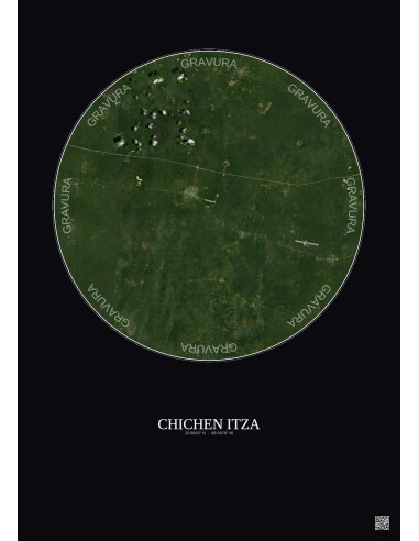 Affiche Chichen Itza – Poster vue satellite 20km Couleur | Gravura – Fond foncé