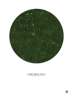 Affiche Chichen Itza – Poster vue satellite 20km Couleur | Gravura – Fond clair