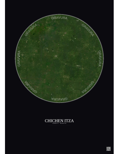 Chichen Itza Satellite View Poster 30km Color | Gravura – Dark background