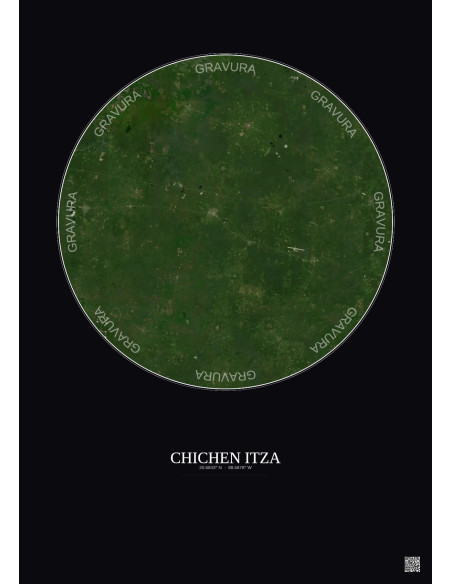 Chichen Itza Satellite View Poster 30km Color | Gravura – Dark background
