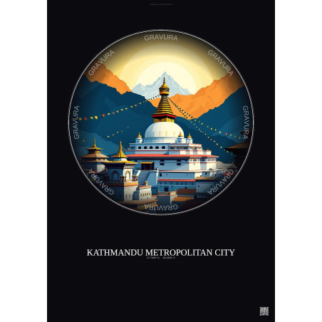Affiche Kathmandu Metropolitan City – Poster illustration vintage – Famous Viewpoint Of Kathmandu Metropolitan City | Gravura – 
