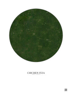 Affiche Chichen Itza – Poster vue satellite 30km Couleur | Gravura – Fond clair