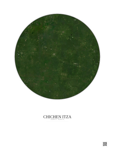 Affiche Chichen Itza – Poster vue satellite 30km Couleur | Gravura – Fond clair
