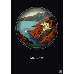 Affiche Wellington – Poster illustration vintage – Wellington | Gravura – Fond foncé