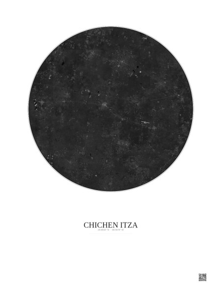 Affiche Chichen Itza – Poster vue satellite 30km N&B | Gravura – Fond clair