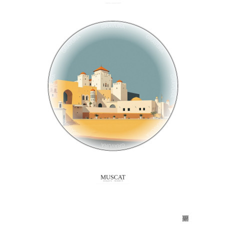 Muscat Vintage Travel Poster – The National Museum Sultanate Of Oman | Gravura – Light background