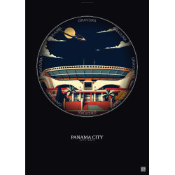 Affiche Panama City – Poster illustration vintage – Estadio Rommel Fernandez | Gravura – Fond foncé