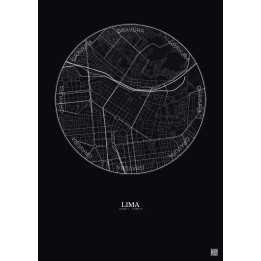 Lima City Map Poster 2.5km | Gravura – Dark background