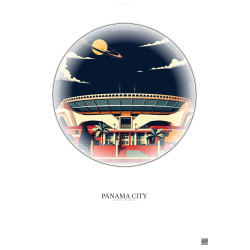 Affiche Panama City – Poster illustration vintage – Estadio Rommel Fernandez | Gravura – Fond clair