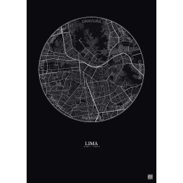 Affiche Lima – Poster carte de ville 6km | Gravura – Fond foncé