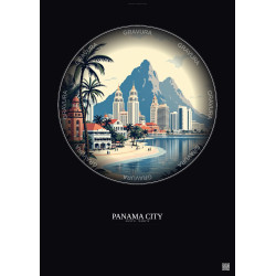 Affiche Panama City – Poster illustration vintage – Panama City | Gravura – Fond foncé