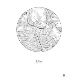 Lima City Map Poster 6km | Gravura – Light background