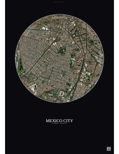 Affiche Mexico City – Poster vue satellite 2.5km Couleur | Gravura – Fond foncé