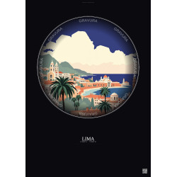 Affiche Lima – Poster illustration vintage – Lima | Gravura – Fond foncé