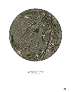 Affiche Mexico City – Poster vue satellite 2.5km Couleur | Gravura – Fond clair