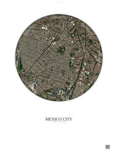 Mexico City Satellite View Poster 2.5km Color | Gravura – Light background
