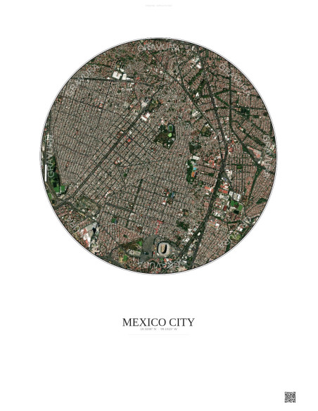 Mexico City Satellite View Poster 2.5km Color | Gravura – Light background