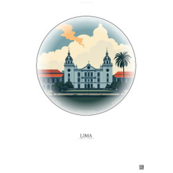 Affiche Lima – Poster illustration vintage – National University Of San Marcos | Gravura – Fond clair