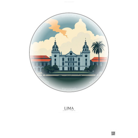 Affiche Lima – Poster illustration vintage – National University Of San Marcos | Gravura – Fond clair