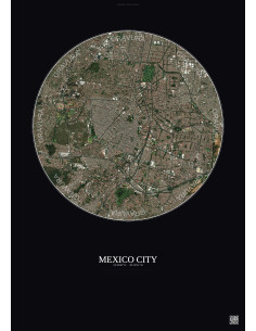 Affiche Mexico City – Poster vue satellite 6km Couleur | Gravura – Fond foncé