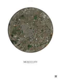 Affiche Mexico City – Poster vue satellite 6km Couleur | Gravura – Fond clair