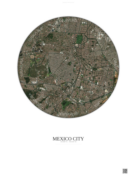 Mexico City Satellite View Poster 6km Color | Gravura – Light background