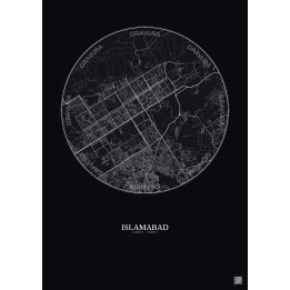 Islamabad City Map Poster 10km | Gravura – Dark background