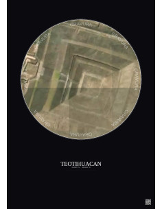 Affiche Teotihuacan – Poster vue satellite 0.1km Couleur | Gravura – Fond foncé