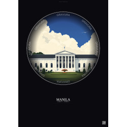 Affiche Manila – Poster illustration vintage – Malacanang Palace | Gravura – Fond foncé