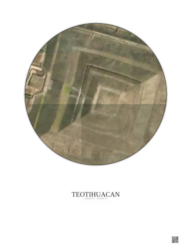 Teotihuacan Satellite View Poster 0.1km Color | Gravura – Light background