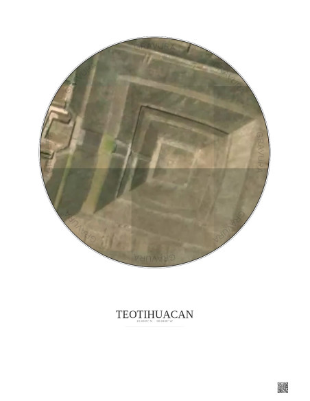 Teotihuacan Satellite View Poster 0.1km Color | Gravura – Light background