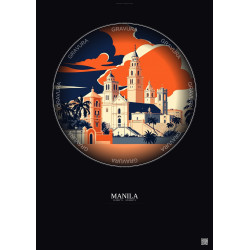 Affiche Manila – Poster illustration vintage – Manila | Gravura – Fond foncé