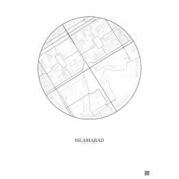 Islamabad City Map Poster 2.5km | Gravura – Light background