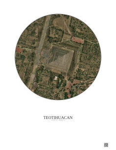Affiche Teotihuacan – Poster vue satellite 0.5km Couleur | Gravura – Fond clair